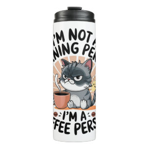 Coffee-First Attitude Fun Cat Design Thermosbecher