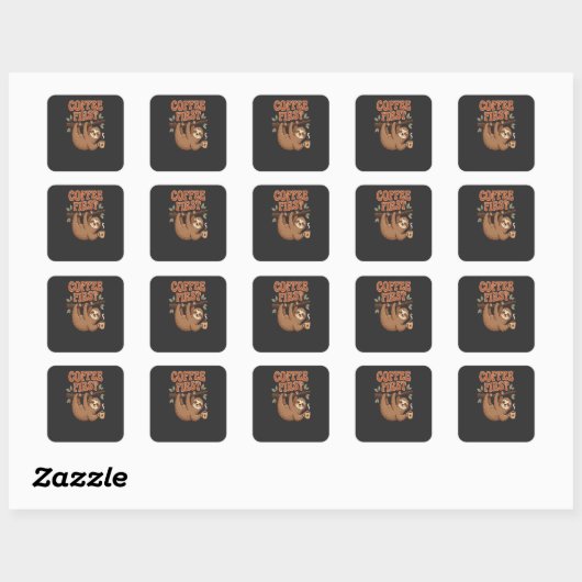 Coffee First Funny Sloth Sticker (Blatt)