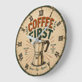 Coffee First Große Wanduhr (Winkel)