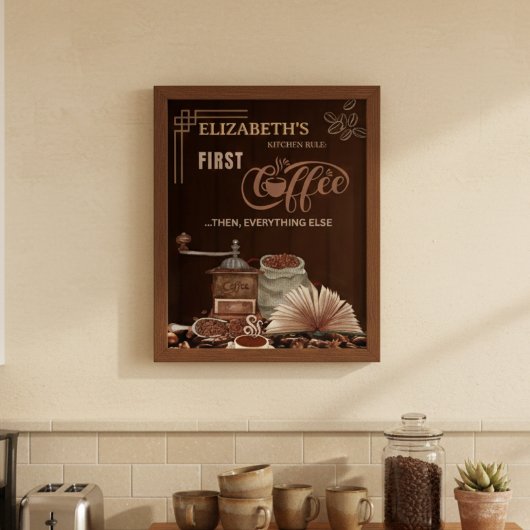 Coffee First Then Everything Else Kitchen Rule Poster