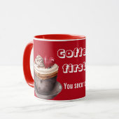 Coffee First You Second Quirky Typography Romance Tasse (Vorderseite Links)