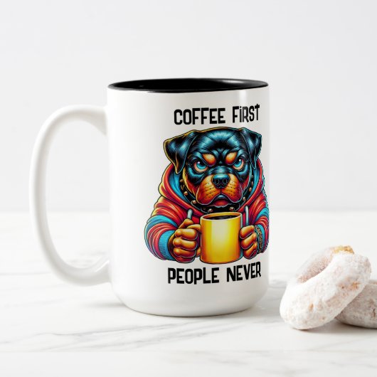Coffee First  Zweifarbige Tasse (Mit Donut)