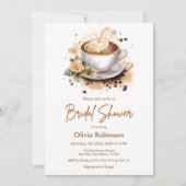 Coffee Floral Love is Brewing Bridal Shower Einladung (Vorderseite)