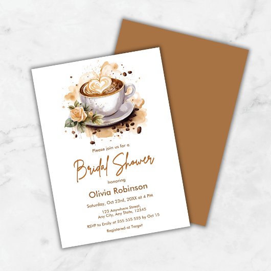 Coffee Floral Love is Brewing Bridal Shower Einladung