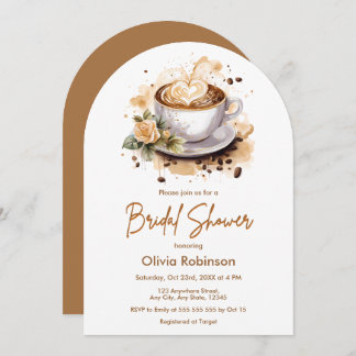 Coffee Floral Love is Brewing Bridal Shower Einladung