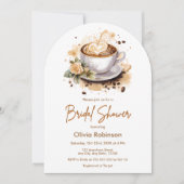 Coffee Floral Love is Brewing Bridal Shower Einladung (Vorderseite)