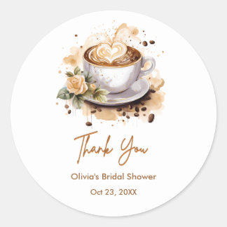 Coffee Floral Love is Brewing Junggesellinnenabsch Runder Aufkleber