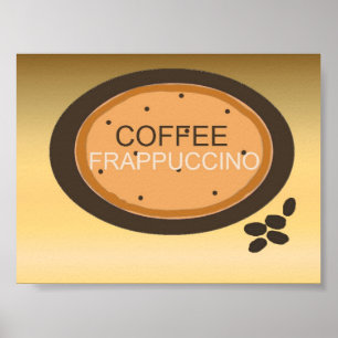 Coffee Frappuccino Schild in Orange und Braun