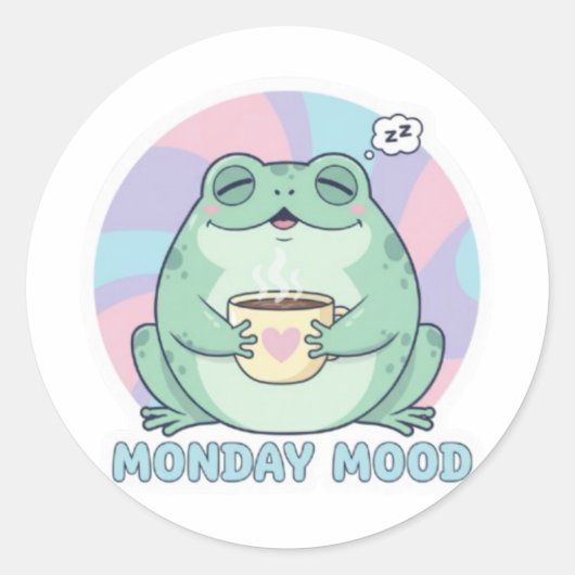 Coffee Frog Sticker Cute Frog Drinking Coffee Funn (Vorderseite)