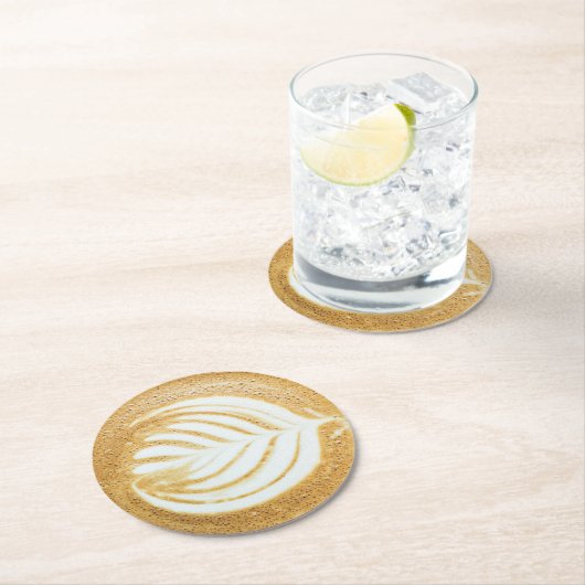 Coffee Froth Leaf Art Runder Pappuntersetzer (Vor Ort)