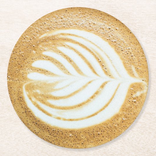 Coffee Froth Leaf Art Runder Pappuntersetzer (Vorderseite)
