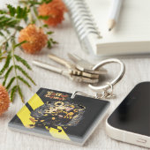 Coffee Gamer Anime Boy Yellow Aesthetic Art Schlüsselanhänger (Vorderseite rechts)