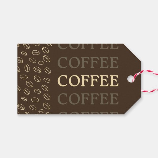 Coffee Gift Tag – Retro Coffee Beans Geschenkanhänger (Vorderseite (Horizontal))