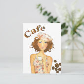 Coffee Girl Drinking Postkarte (Stehend Vorderseite)