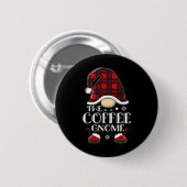 Coffee Gnome Buffalo Plaid Matching Family Christm Button (Vorne & Hinten)