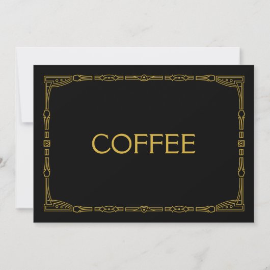 "Coffee" Gold Art Deco Style Hochzeitszeichen (Vorderseite)