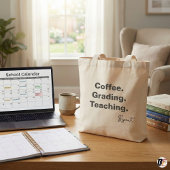 Coffee Grading Teaching Repeat | Funny Teacher Gif Tragetasche