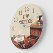 Coffee Grinder With I Love Coffee Beans Große Wanduhr (Winkel)