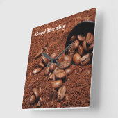 Coffee Grounds Roasted Beans Business Card Quadratische Wanduhr (Winkel)