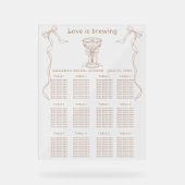 Coffee Hand Drawn Brautparty Sitzkarte Acrylschild (Vorderseite)