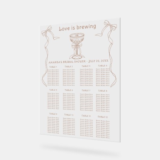 Coffee Hand Drawn Brautparty Sitzkarte Acrylschild (Winkel)