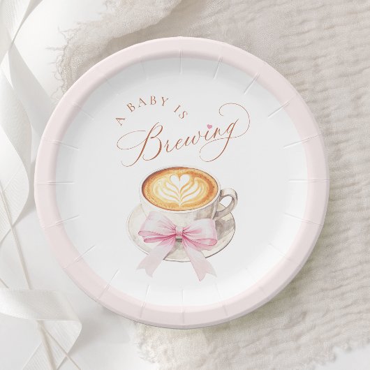 Coffee Heart Latte Baby Shower Pappteller