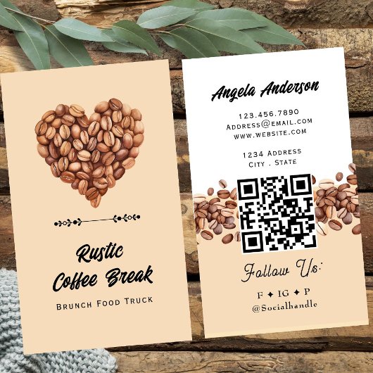 Coffee Heart Trendy QR Code and Website Visitenkarte