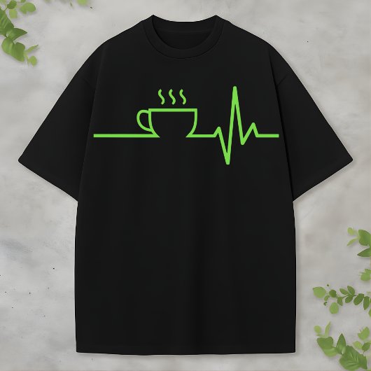 Coffee Heartbeat Minimal Line Art espresso Design T-Shirt