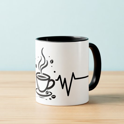 Coffee Heartbeat One-Line Art Mug Tasse