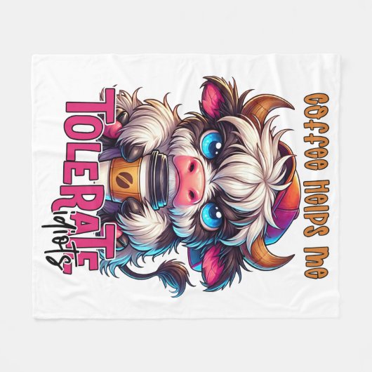 Coffee Helps Me Tolerate Idiots  Fleecedecke (Vorderseite (Horizontal))