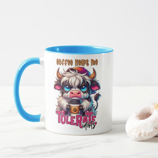 Coffee Helps Me Tolerate Idiots  Tasse (Mit Donut)
