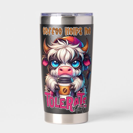 Coffee Helps Me Tolerate Idiots Thermobecher (Vorderseite)