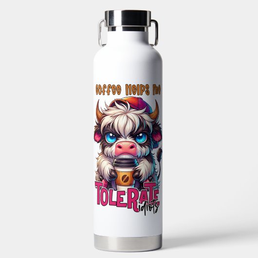 Coffee Helps Me Tolerate Idiots  Trinkflasche (Vorderseite)