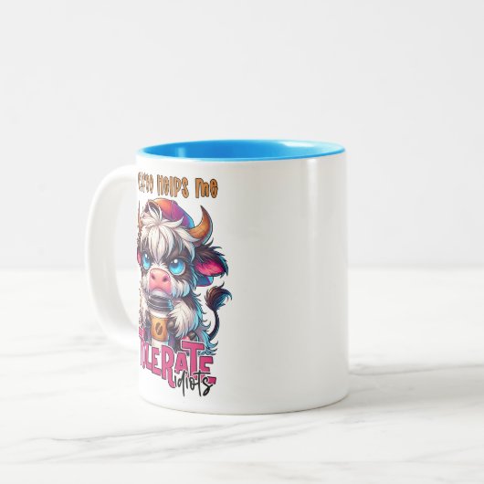 Coffee Helps Me Tolerate Idiots Zweifarbige Tasse (Vorderseite Links)