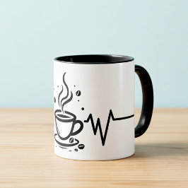 Coffee-Herzschlag-One-Line-Kunst-Tasse Tasse