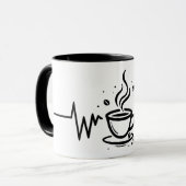 Coffee-Herzschlag-One-Line-Kunst-Tasse Tasse (Vorderseite Links)