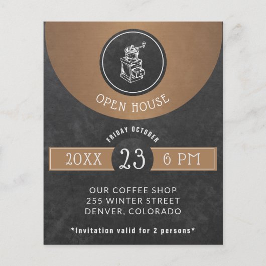 Coffee House Logo Open House Kupfer und Black Flyer (Vorne)