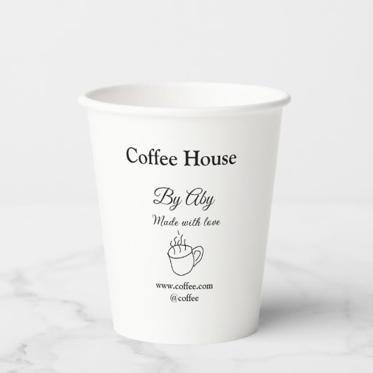 Coffee house made with love add text website socia pappbecher (Vorderseite)
