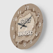 Coffee House Rustic Große Wanduhr (Winkel)