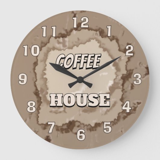 Coffee House Rustic Große Wanduhr (Vorderseite)