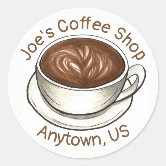 Coffee House Shop Latte Cappucino Cup Runder Aufkleber (Vorderseite)
