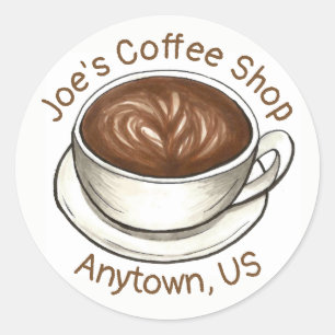 Coffee House Shop Latte Cappucino Cup Runder Aufkleber