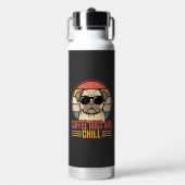 Coffee Hunde und Chill Retro Mops Trinkflasche (Vorderseite)