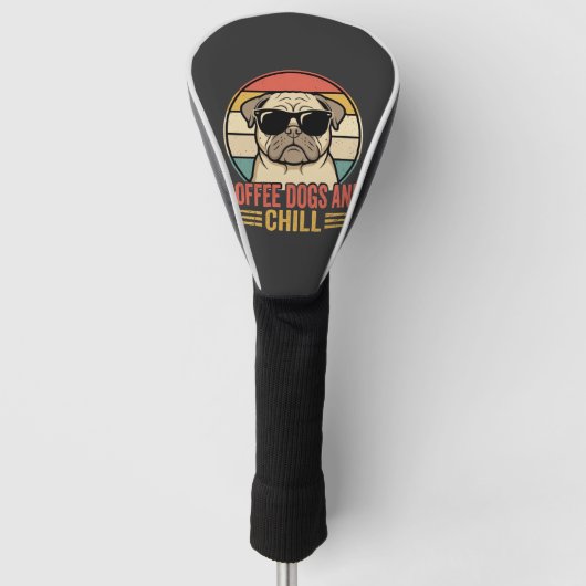 Coffee Hunde und Chill Retro Pug Golf Headcover (Vorderseite)