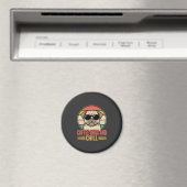 Coffee Hunde und Chill Retro Pug Magnet (In Situ (Geschirrspüler))
