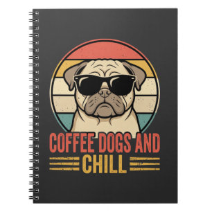 Coffee Hunde und Chill Retro Pug Notizblock