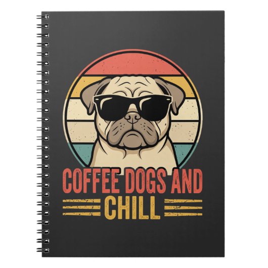 Coffee Hunde und Chill Retro Pug Notizblock (Vorderseite)