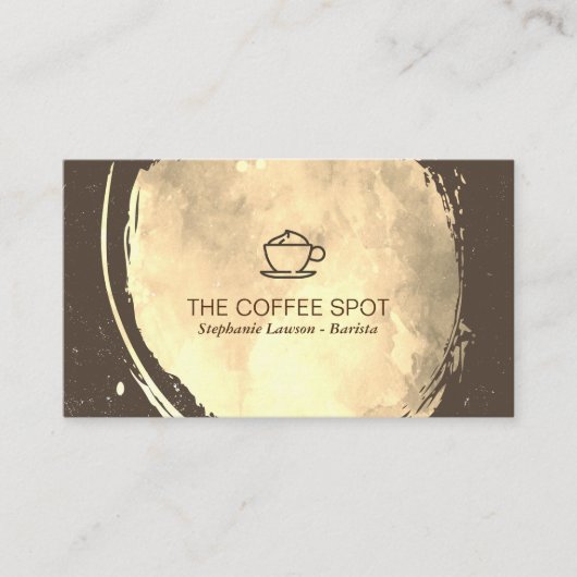Coffee Icon Watercolor Gold Brushed Visitenkarte (Vorderseite)