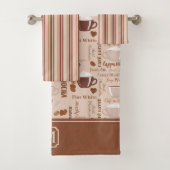 Coffee Images Stripe Muster Monogramm Badhandtuch Set (Insitu)