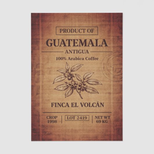 Coffee Info Text On Burlap Sack Bag FD5 Decoupage Seidenpapier (Vorderseite)